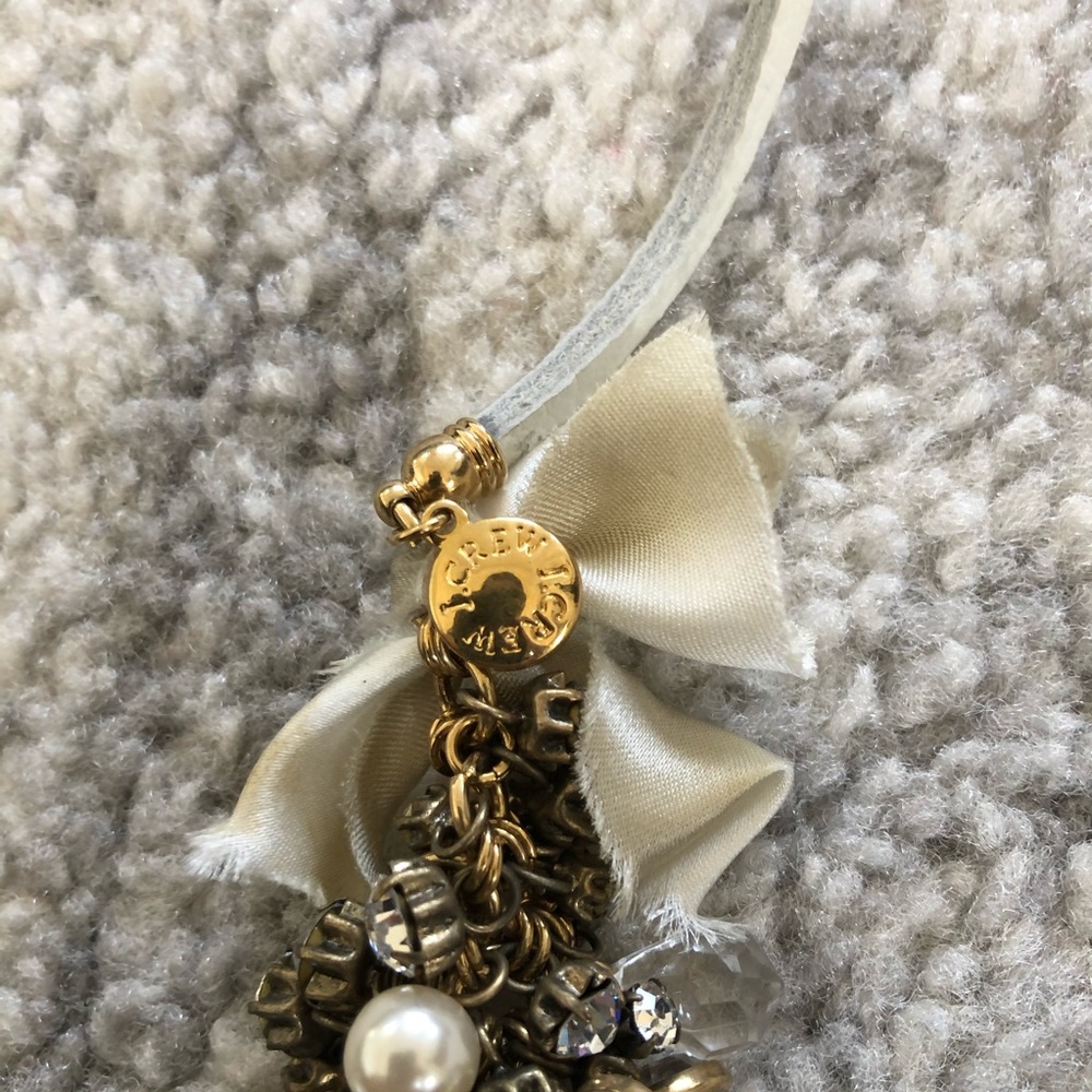 RARE J.CREW Pearl & Diamond bib Statement Necklace - Picture 5 of 7